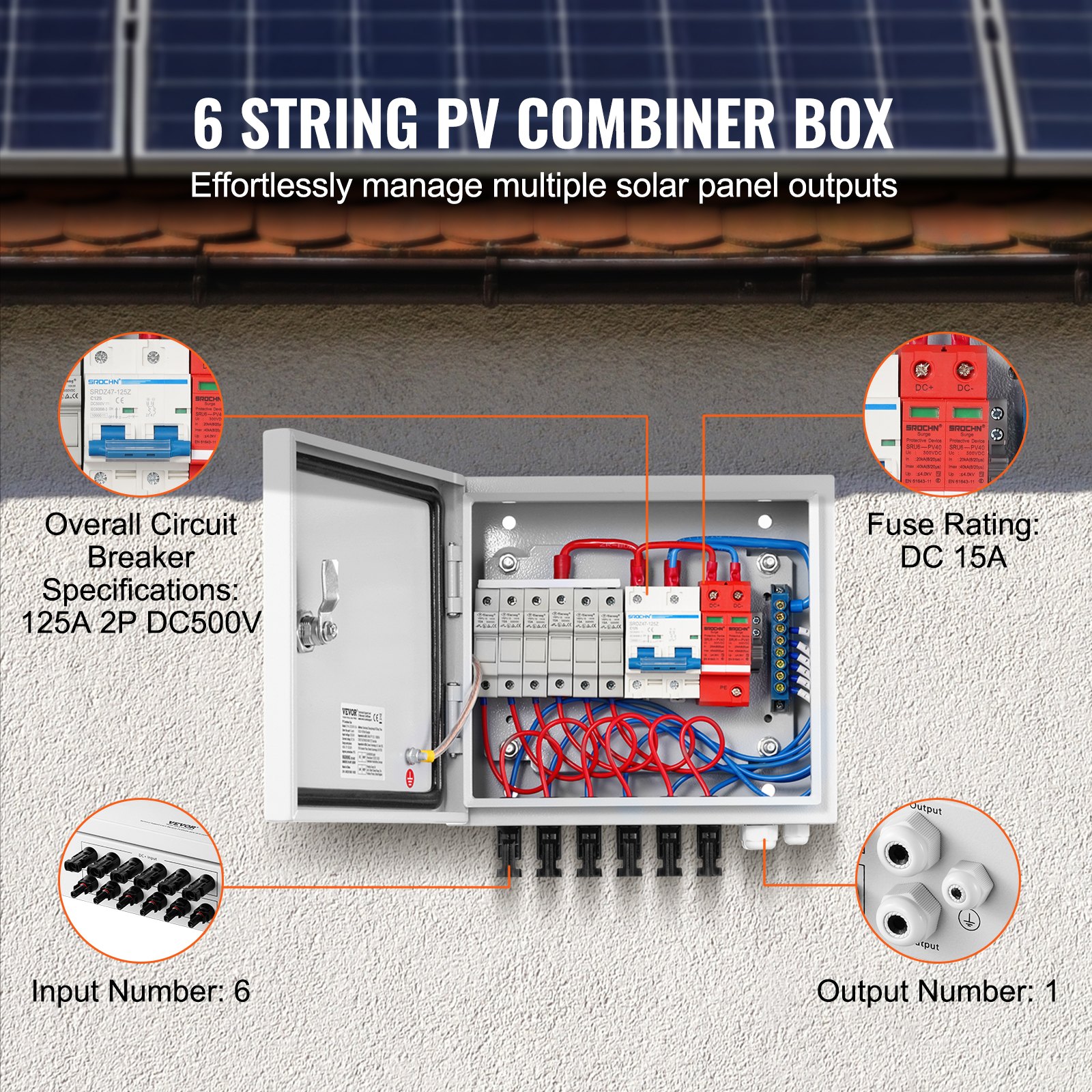 Solar PV Combiner Box 6 String - Solar Combiner Box avaliação e preço