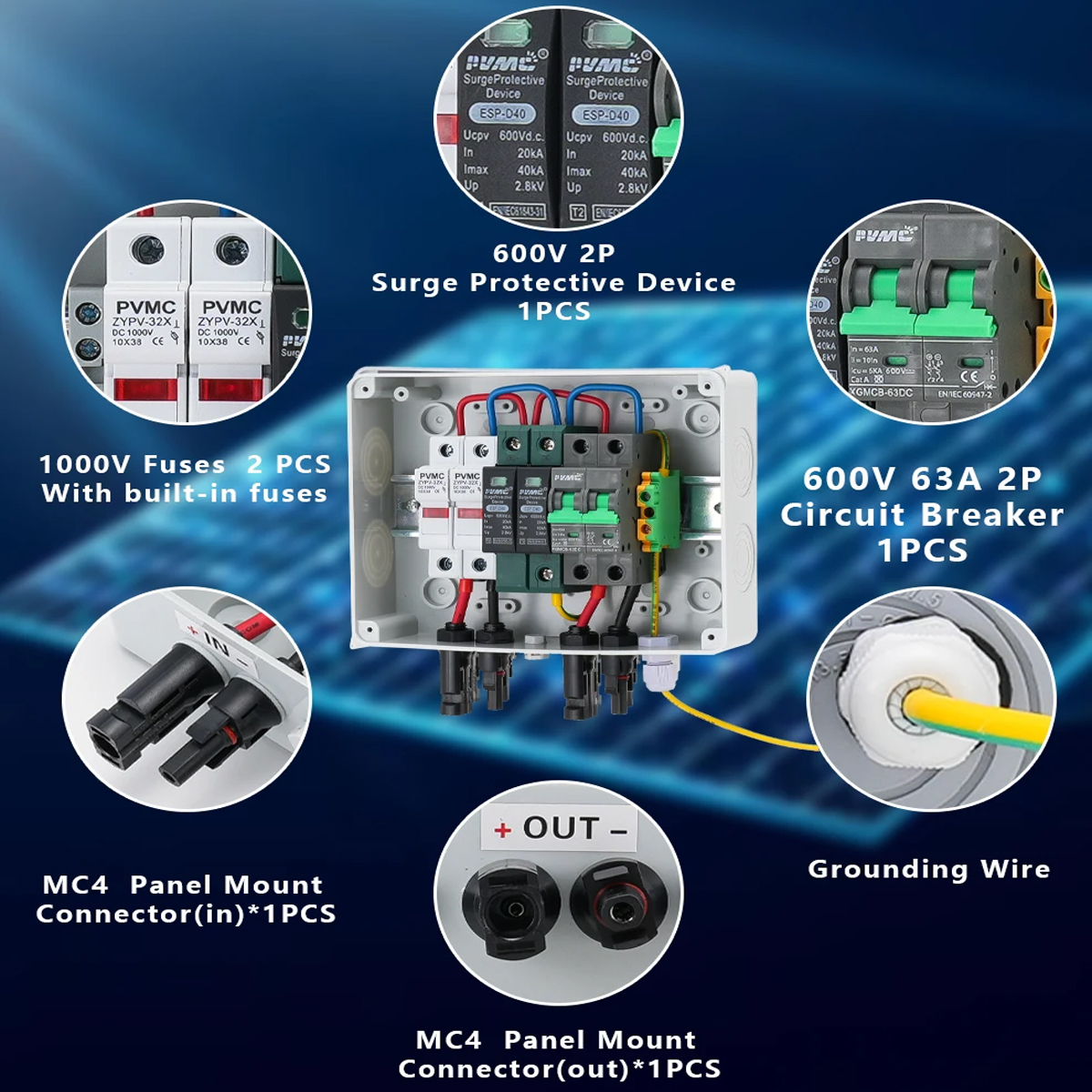 PVMC 1 in 1 out DC 600V Solar  - Solar Combiner Box avaliação e preço