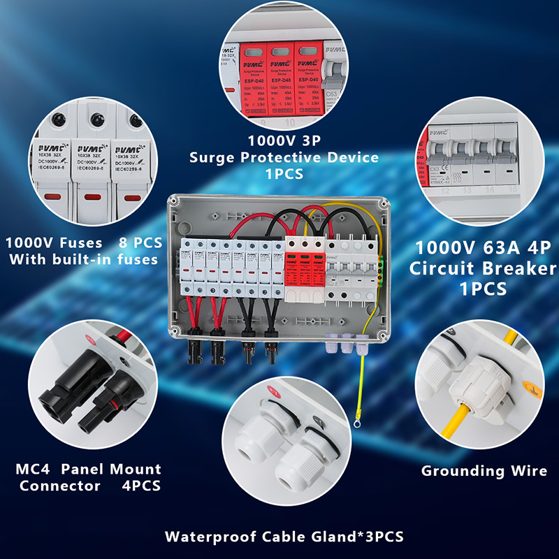 HT 4 in 1 out DC1000V Solar ph - Solar Combiner Box avaliação e preço